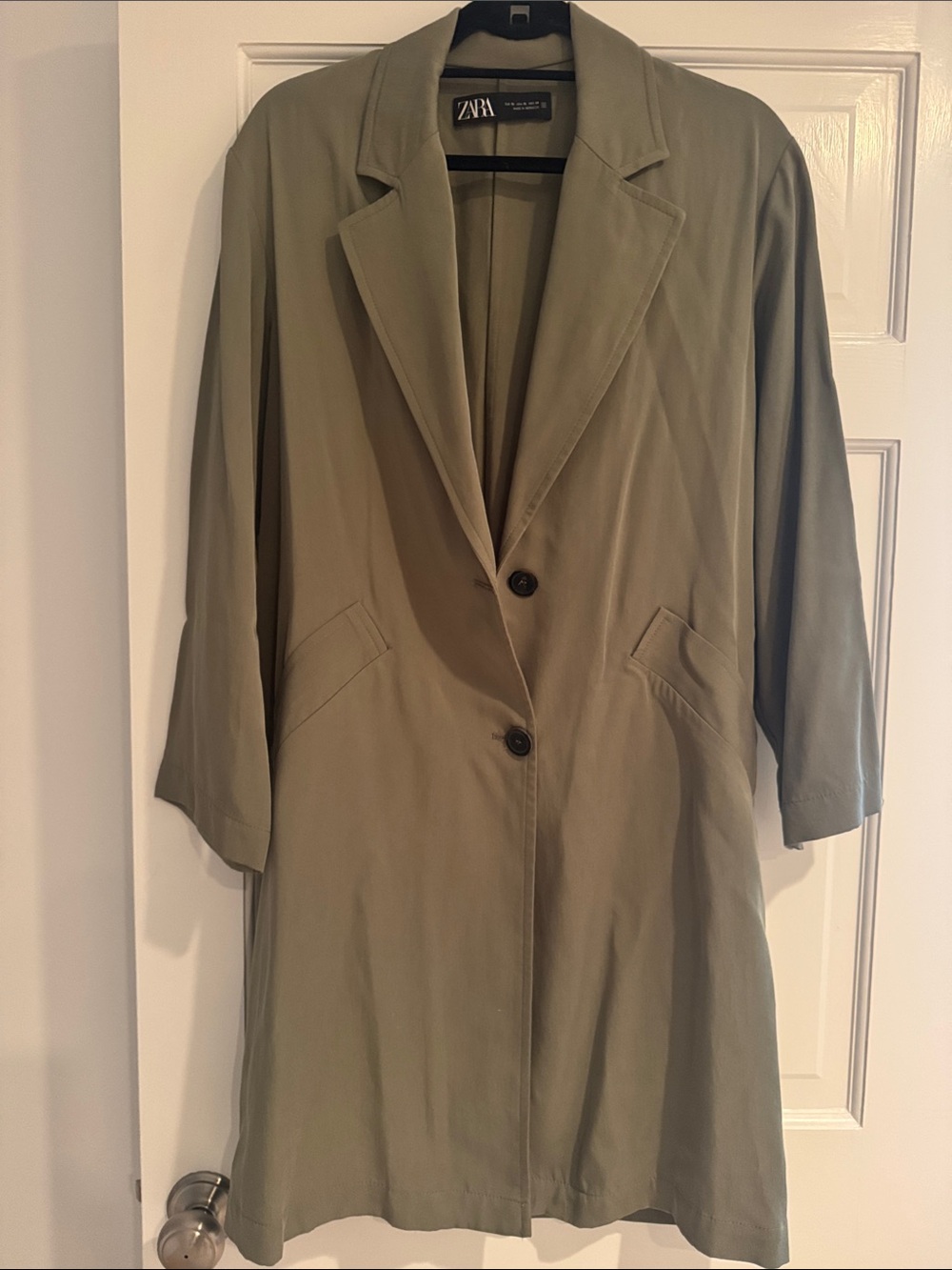 Zara Olive-Tone Long Trench Coat